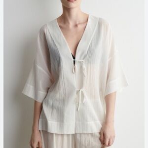 COS White Beach Shirt with Tie Detail